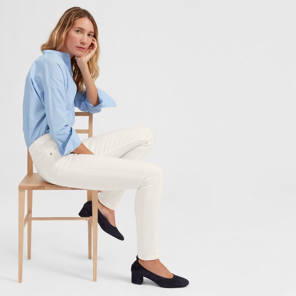 Everlane Mid Rise Skinny Bone Off White Cream Ivory Jeans sz 25 Ankle